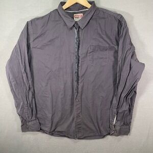 Wrangler Jeans Co Mens 3X Large Dark Gray Button Down Long Sleeve Casual Shirt